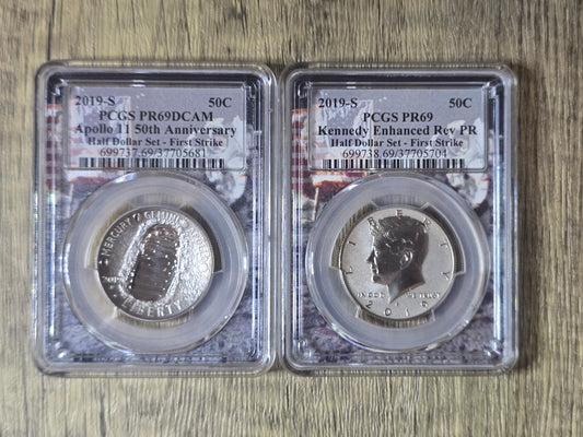 Apollo 11 / JFK 50c proof 2019, PR69 (first strike) set