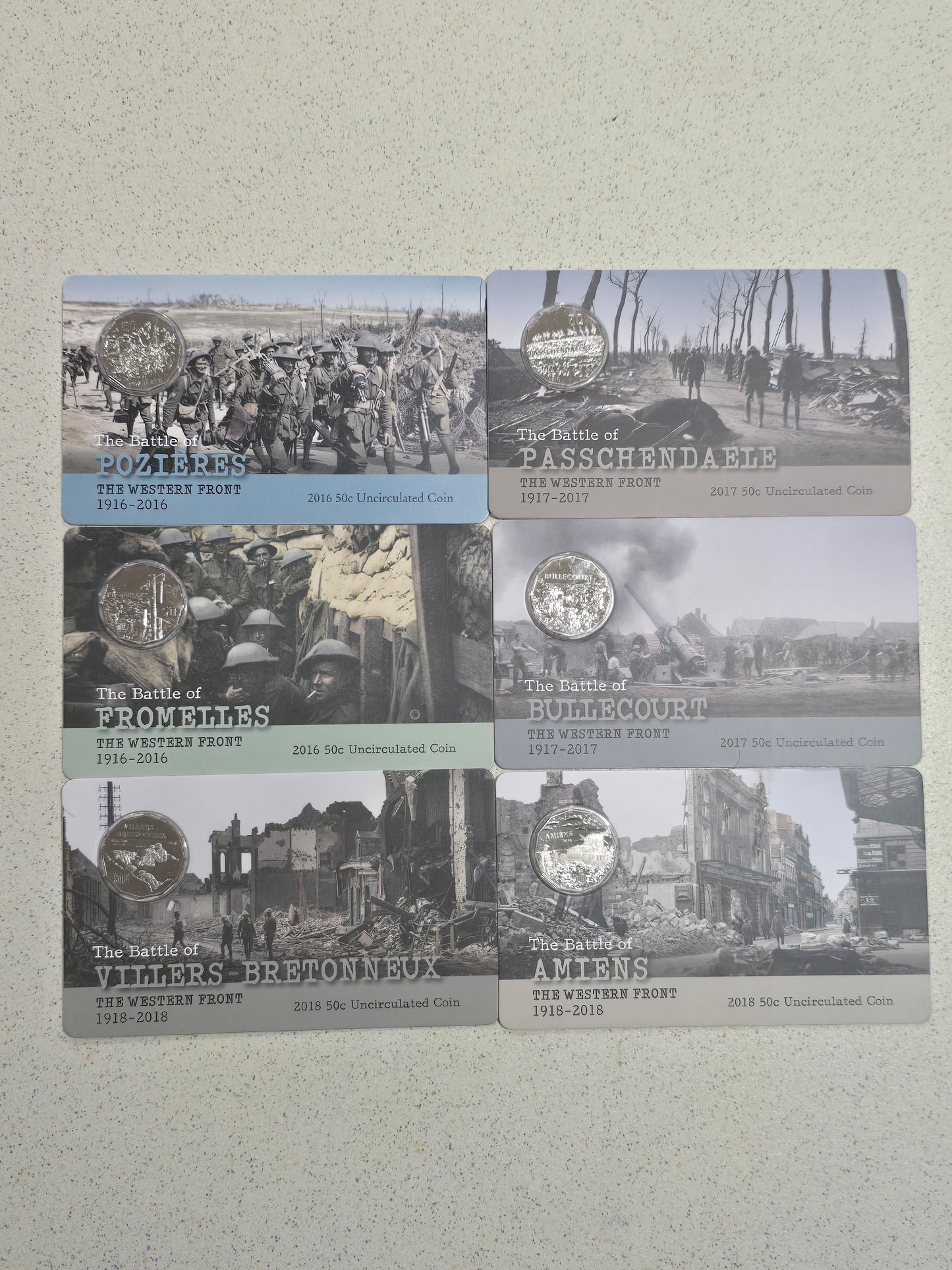Western Front 50c Series 1916-2016 Card Set (6 coins)