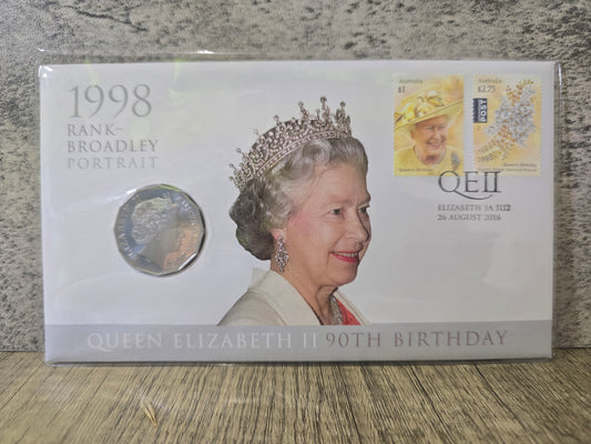 Queen Elizabeth 90th Birthday 50c frosted pnc