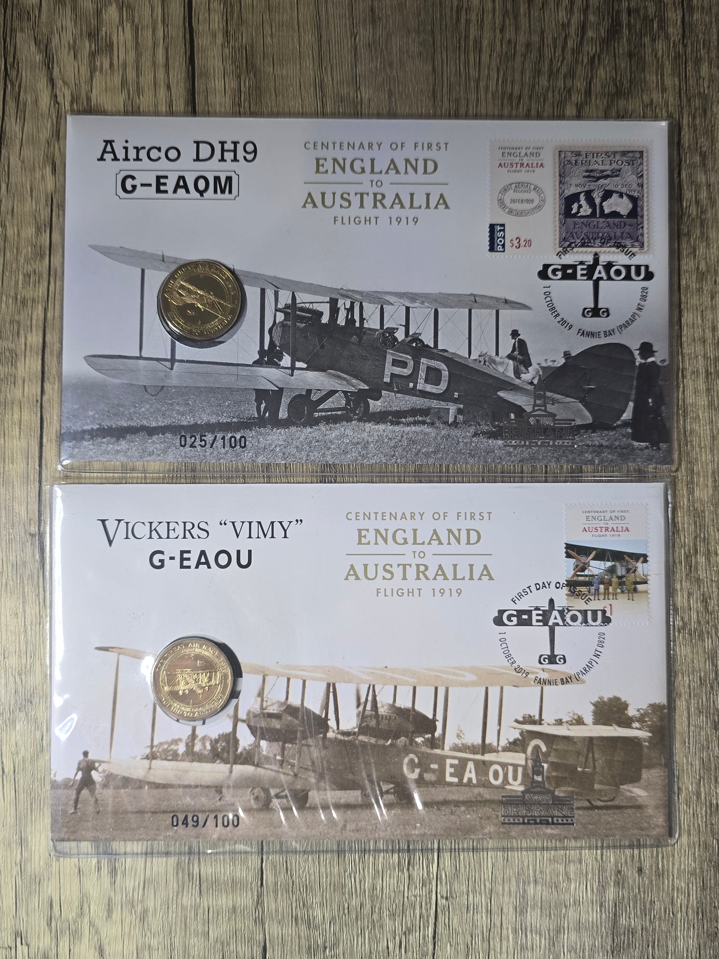 AirCo DH9 & Vickers Vimy $1 Brisbane Show OVP PNC 2019