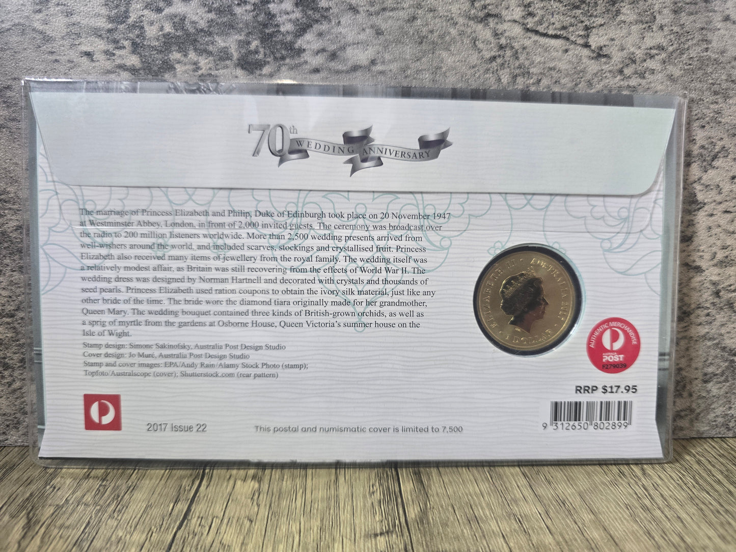 Royal 70th wedding anniversary $1 pnc