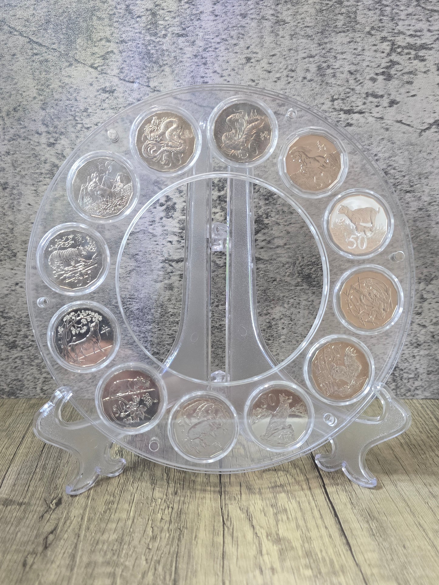 Lunar 50c Cycle 2012-2023 in acrylic display wheel
