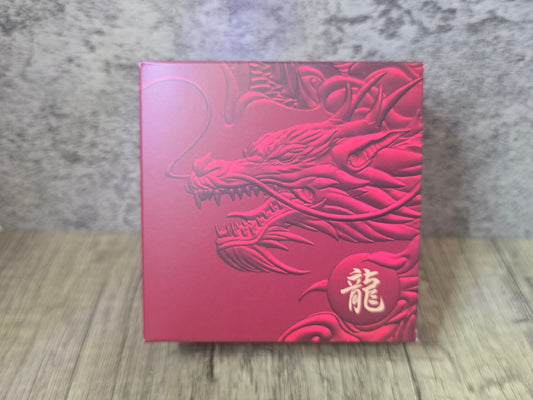 Year of the Dragon Blackened Silver Gold Gild Proof 1oz Nuie 2024