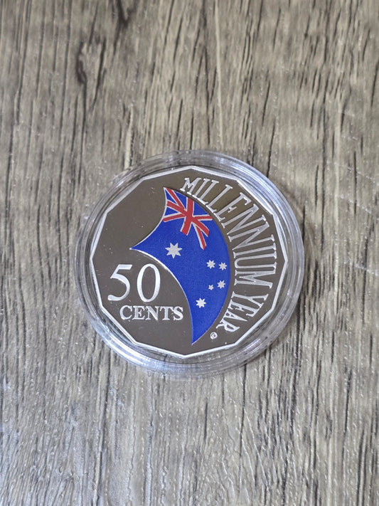 2001 Millennium Flag Proof 50c