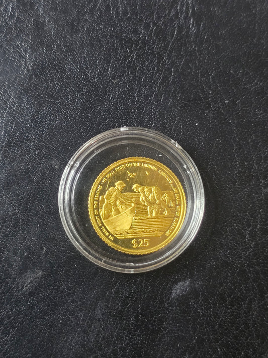 Landing of Dunkirk $25 1990 Proof Gold, Cayman Islands