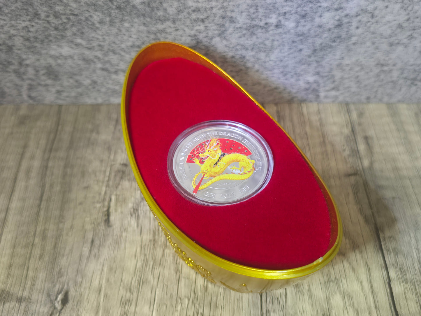 Lunar Year of the Dragon coloured 1oz Lucky Golden Cup 2012