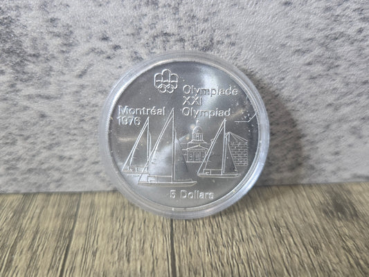 1973 Silver $5 Canada, 1976 Montreal Olympics (Sailing) 24.3g/.925
