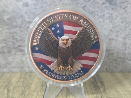 USA American Bald Eagle 5oz Coloured Copper