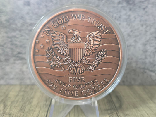 USA American Bald Eagle 5oz Coloured Copper
