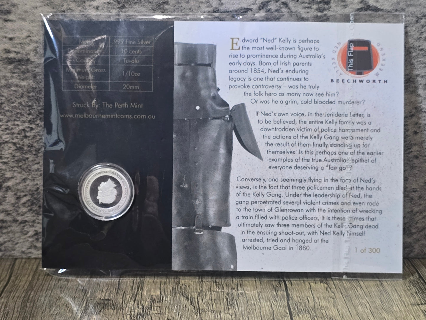 Ned Kelly 1/10th Silver Proof 2015 (#001/300)