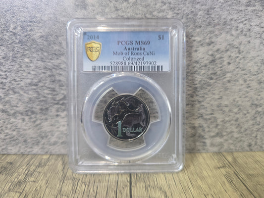 2014 CuNi Mob of Roos Coloured $1 MS69