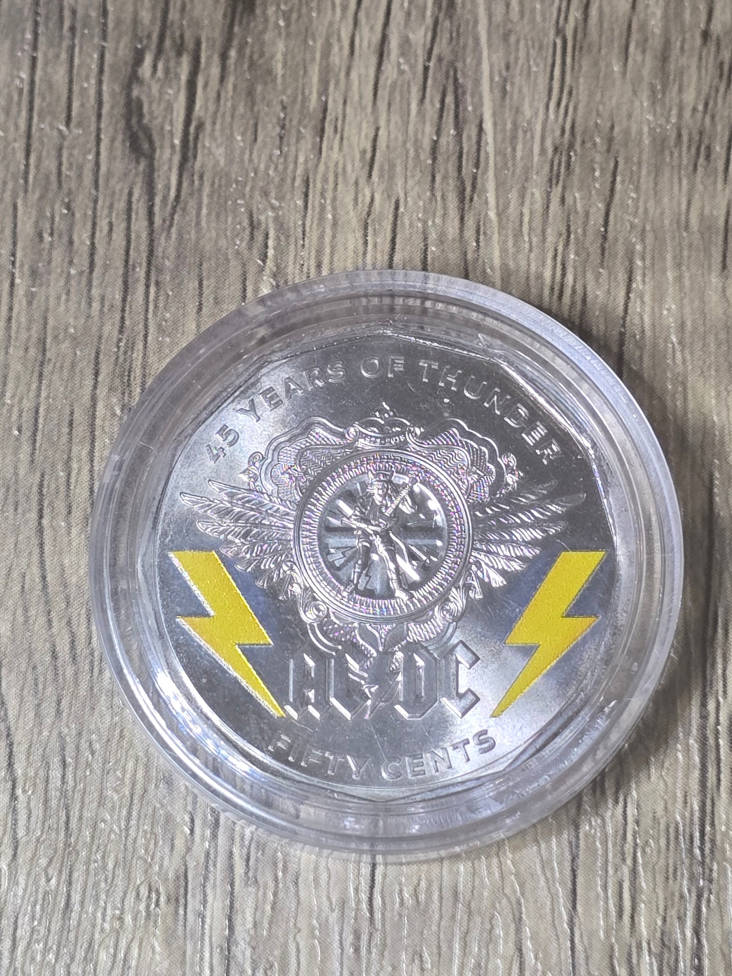 ACDC 45 years of Thunder coloured 50c 2018 (Single Coin Only)