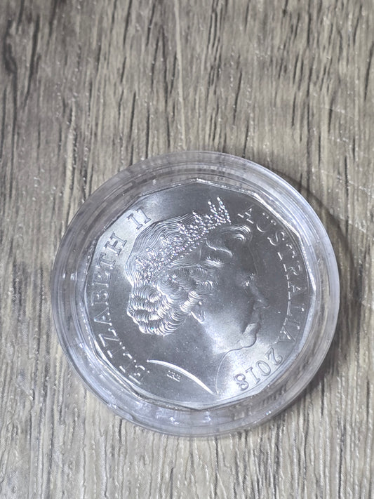 ACDC 45 years of Thunder coloured 50c 2018 (Single Coin Only)
