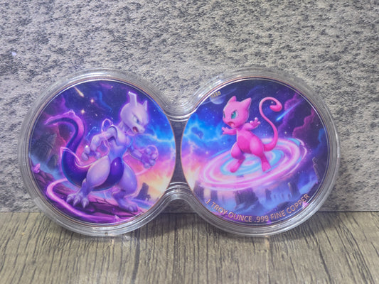 Mewtwo v Mew Pokemon, 2oz copper (infinity capsule)