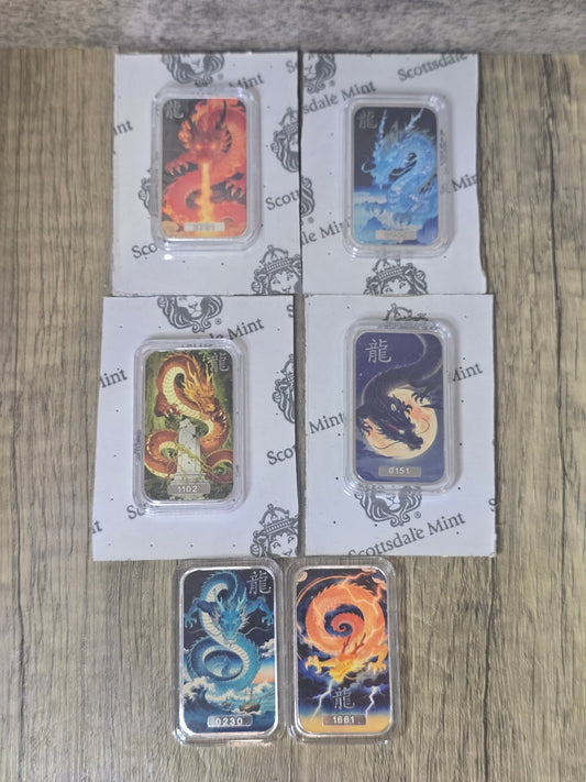 Scottsdale 1oz Coloured Dragon Series II, 2026 (Set of 6)