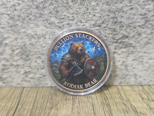 Kodiak Bear Coloured Copper 1oz