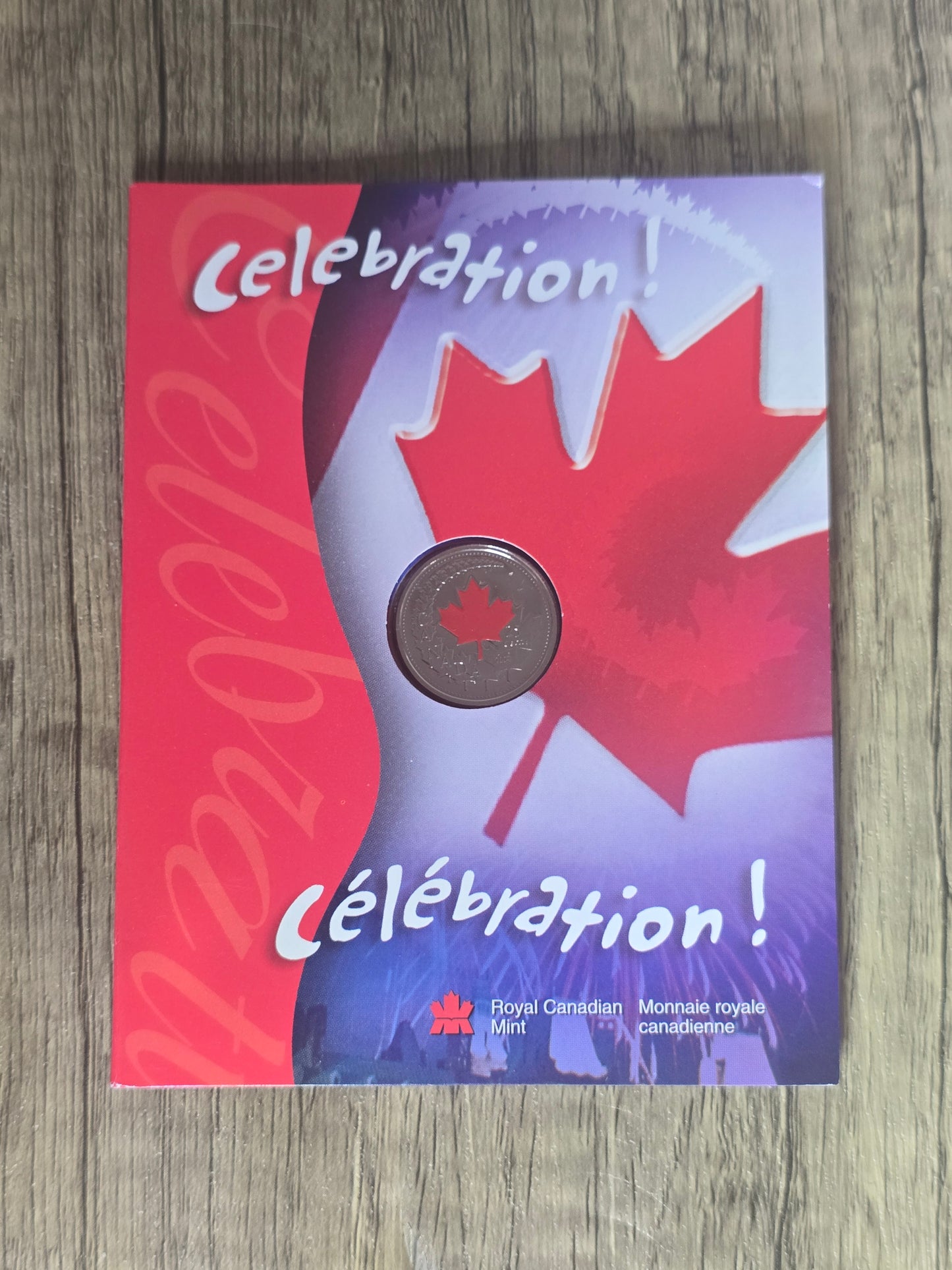 Canada Day 2004 Coloured Red Maple Leaf quarter