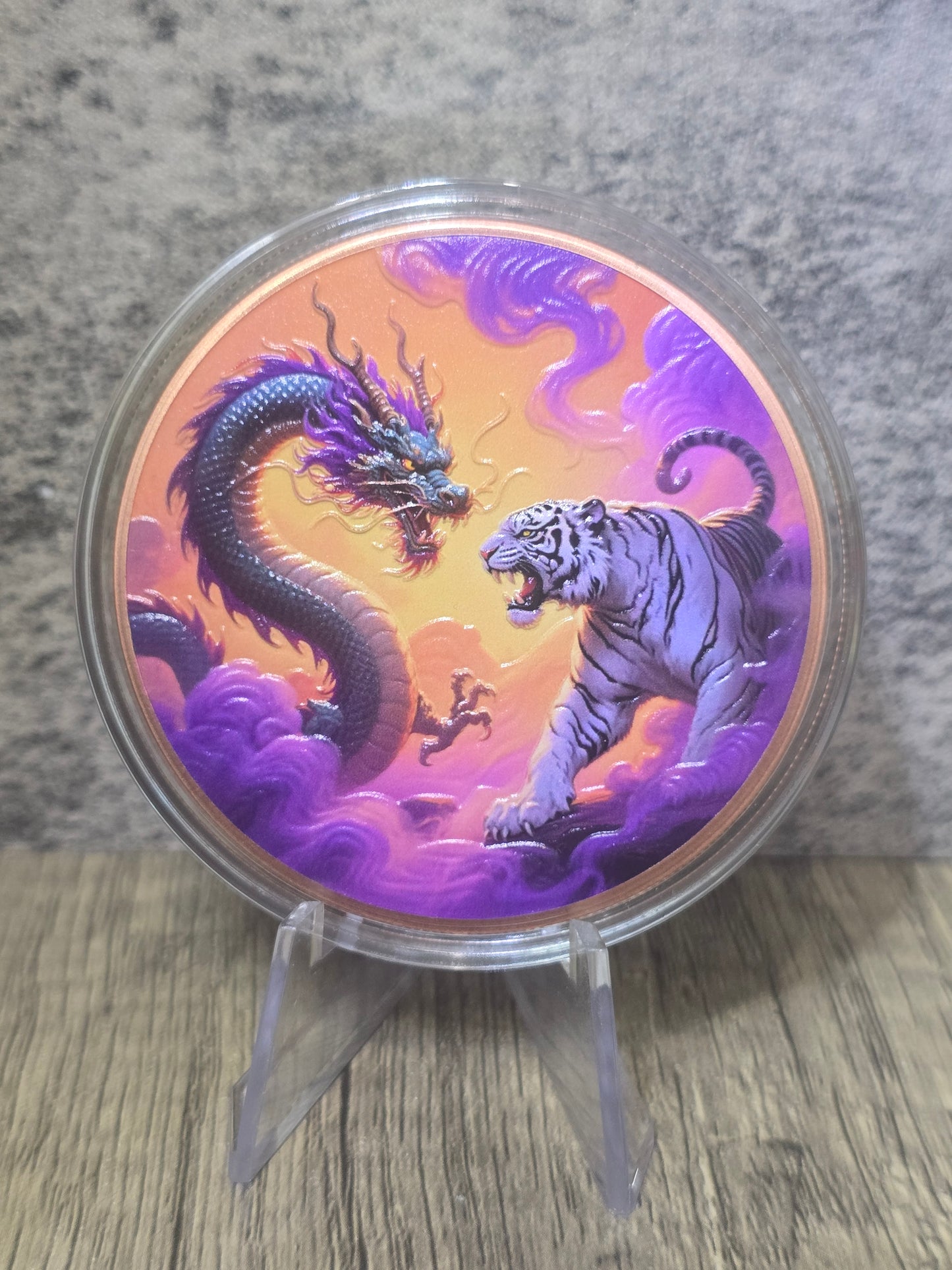 Dragon v White Tiger Battle 5oz Copper