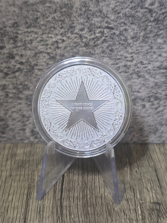 Sleeping Dragon Coloured High Relief silver plated copper 1oz