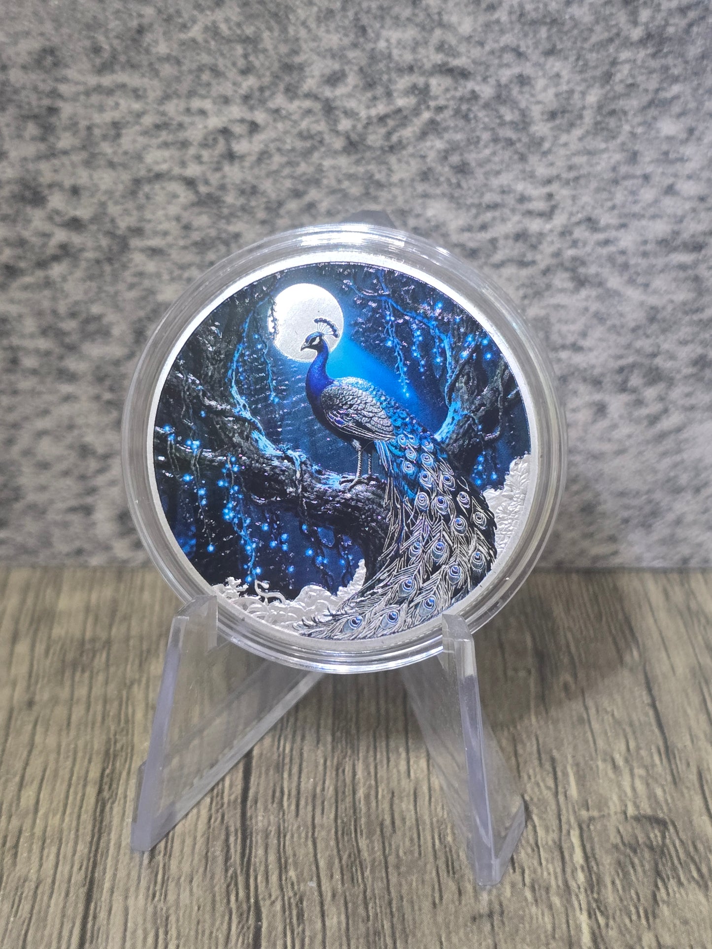 Dark Night Peacock Coloured High Relief silver plated copper 1oz