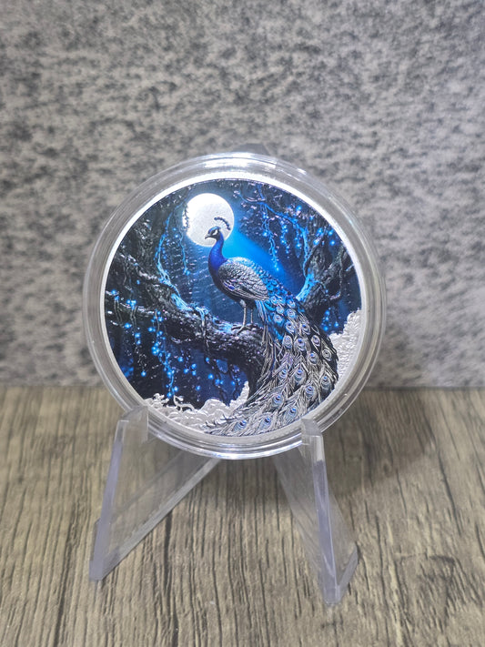 Dark Night Peacock Coloured High Relief silver plated copper 1oz