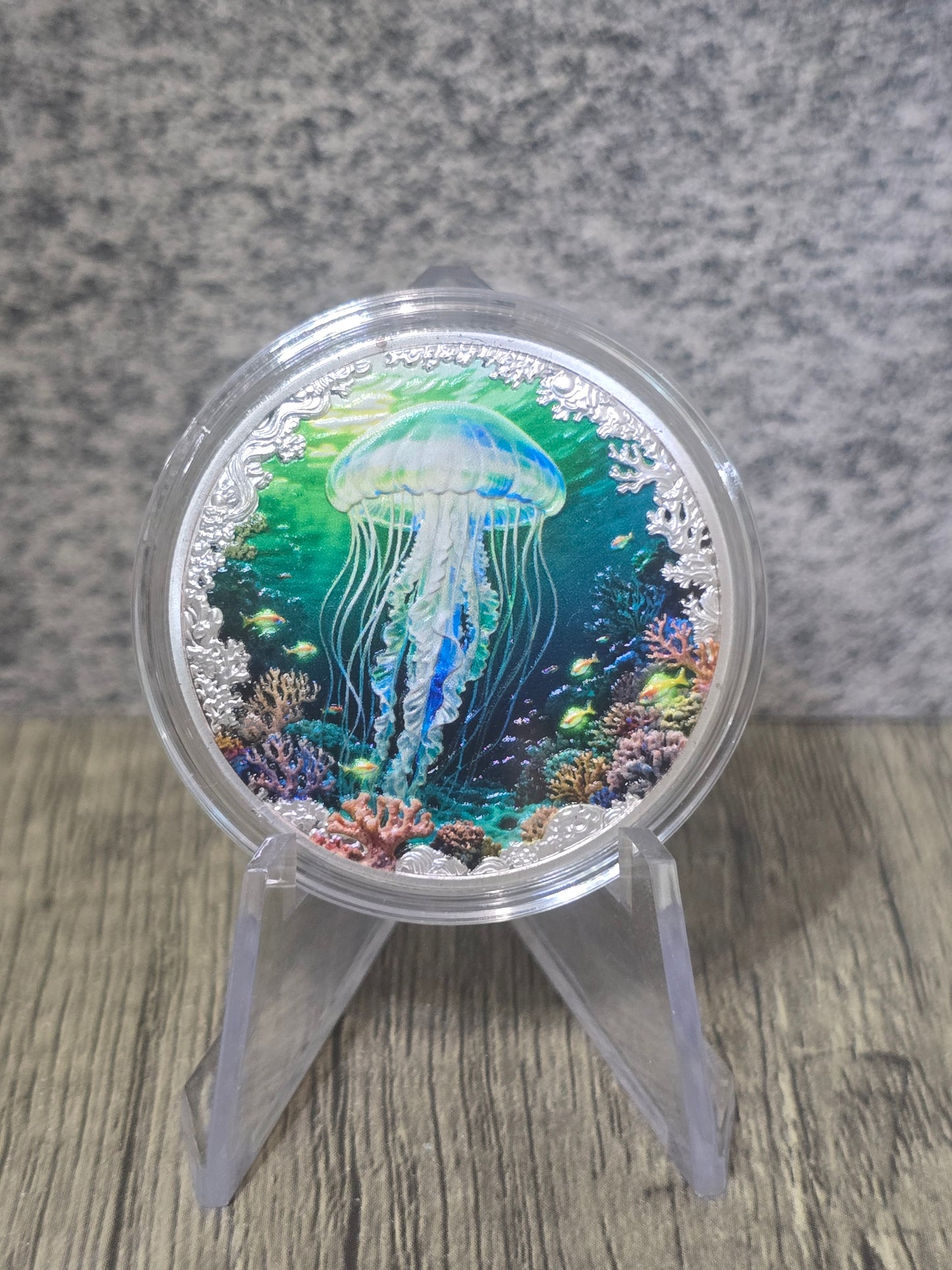 Jellyfish Coloured High Relief silver plated copper 1oz