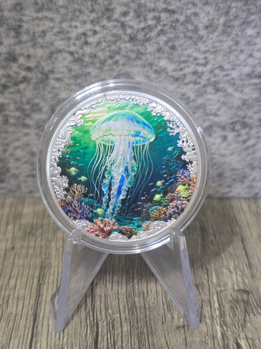 Jellyfish Coloured High Relief silver plated copper 1oz