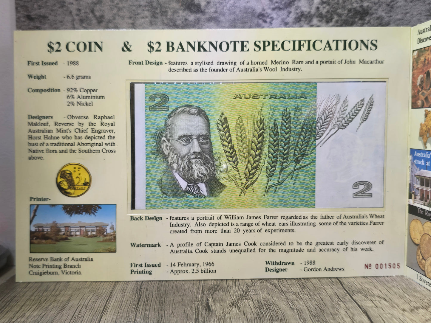Australian Currency (1855-1988) Folio, $2 Proof Edition