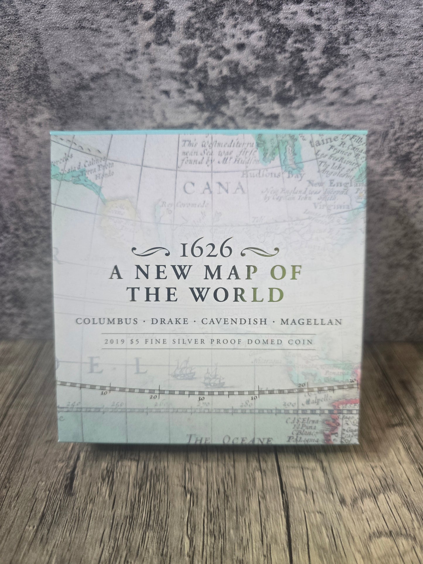 1626 New Map of the World, Columbus-Drake-Cavendish-Magellan 1oz 2019