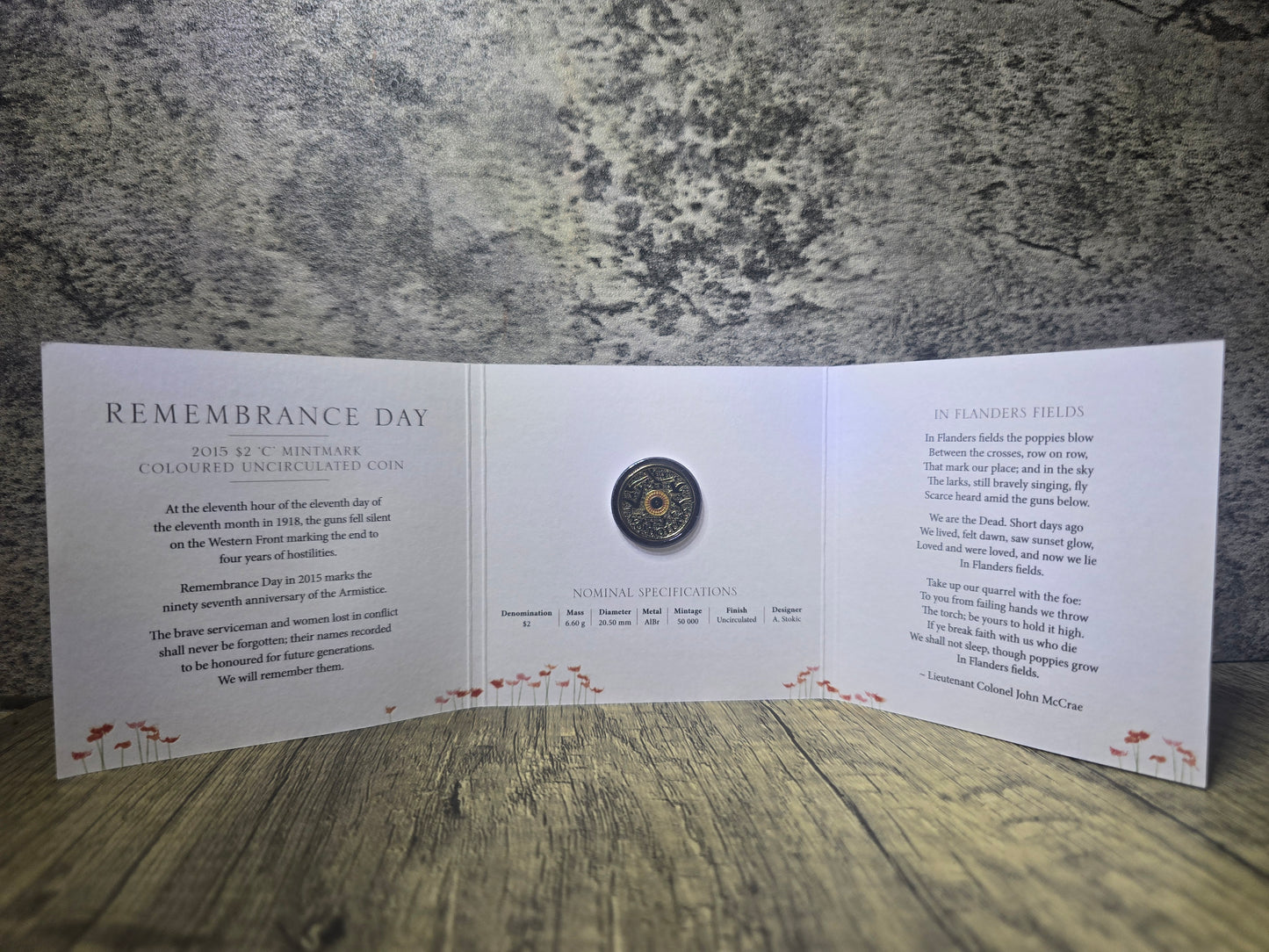 Flanders Field $2 Remembrance C-Mint Trifold 2015