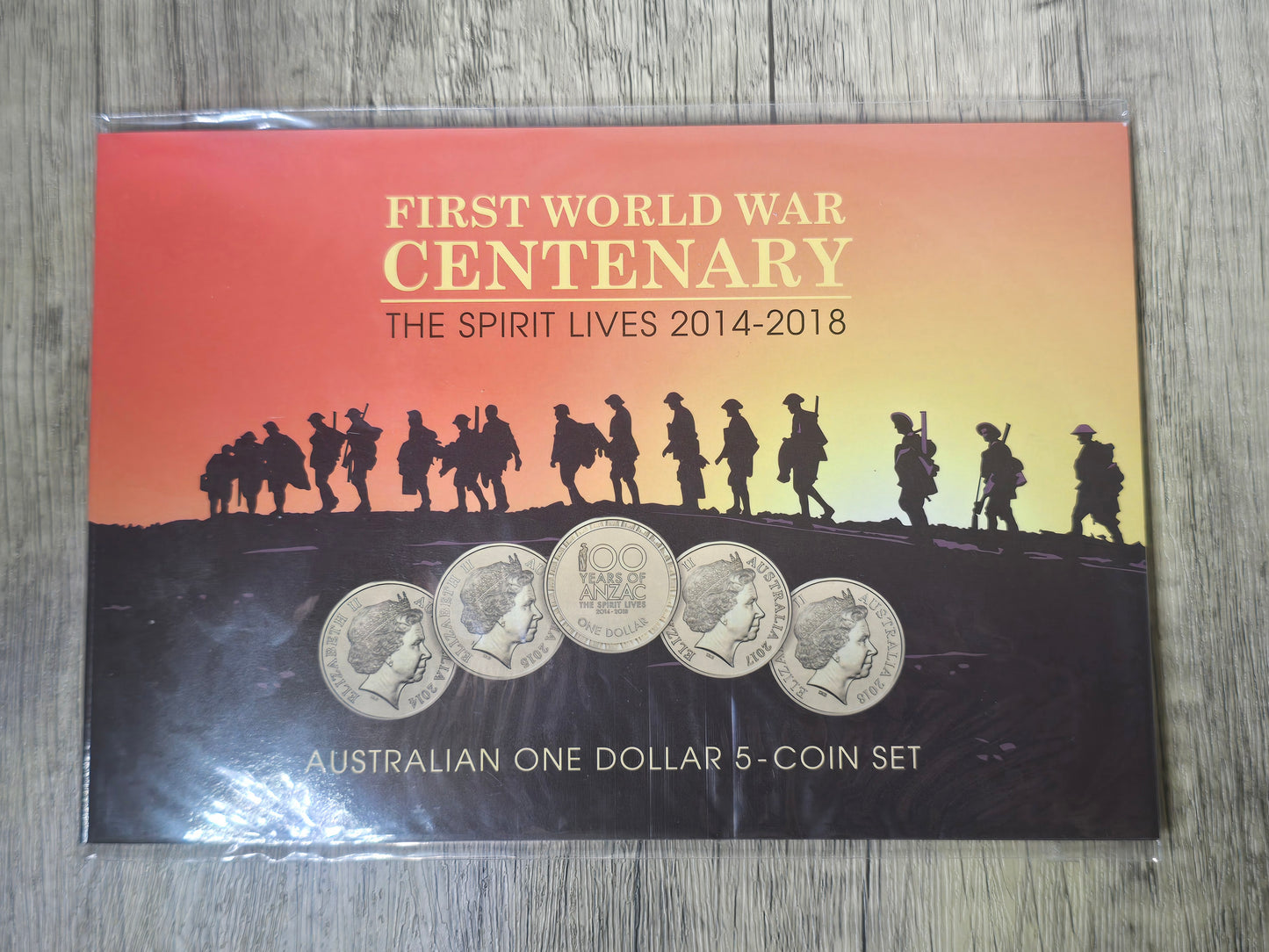 First World War Centenary: Spirit Lives 2014-2018 5-coin $1 UNC set (Downies Issue)
