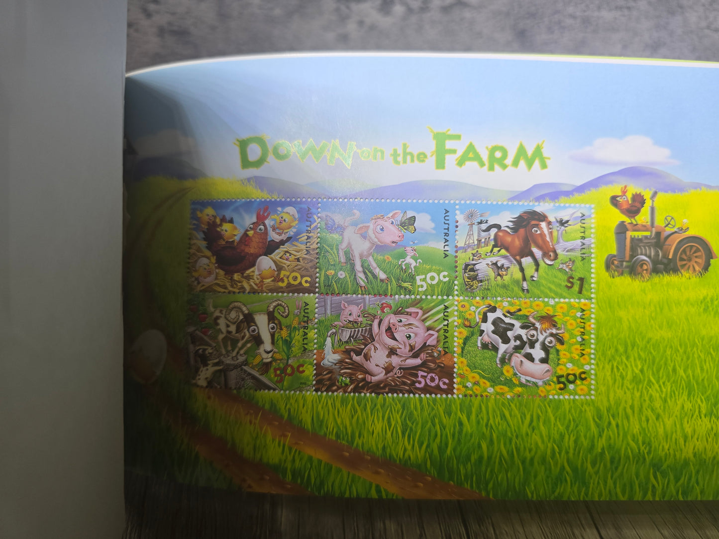 Down on the Farm, Stamp Fun Book, Stamp Booklet, Unused