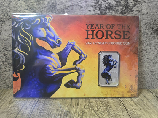 Year of the Horse rectangle coloured 1oz, 2026