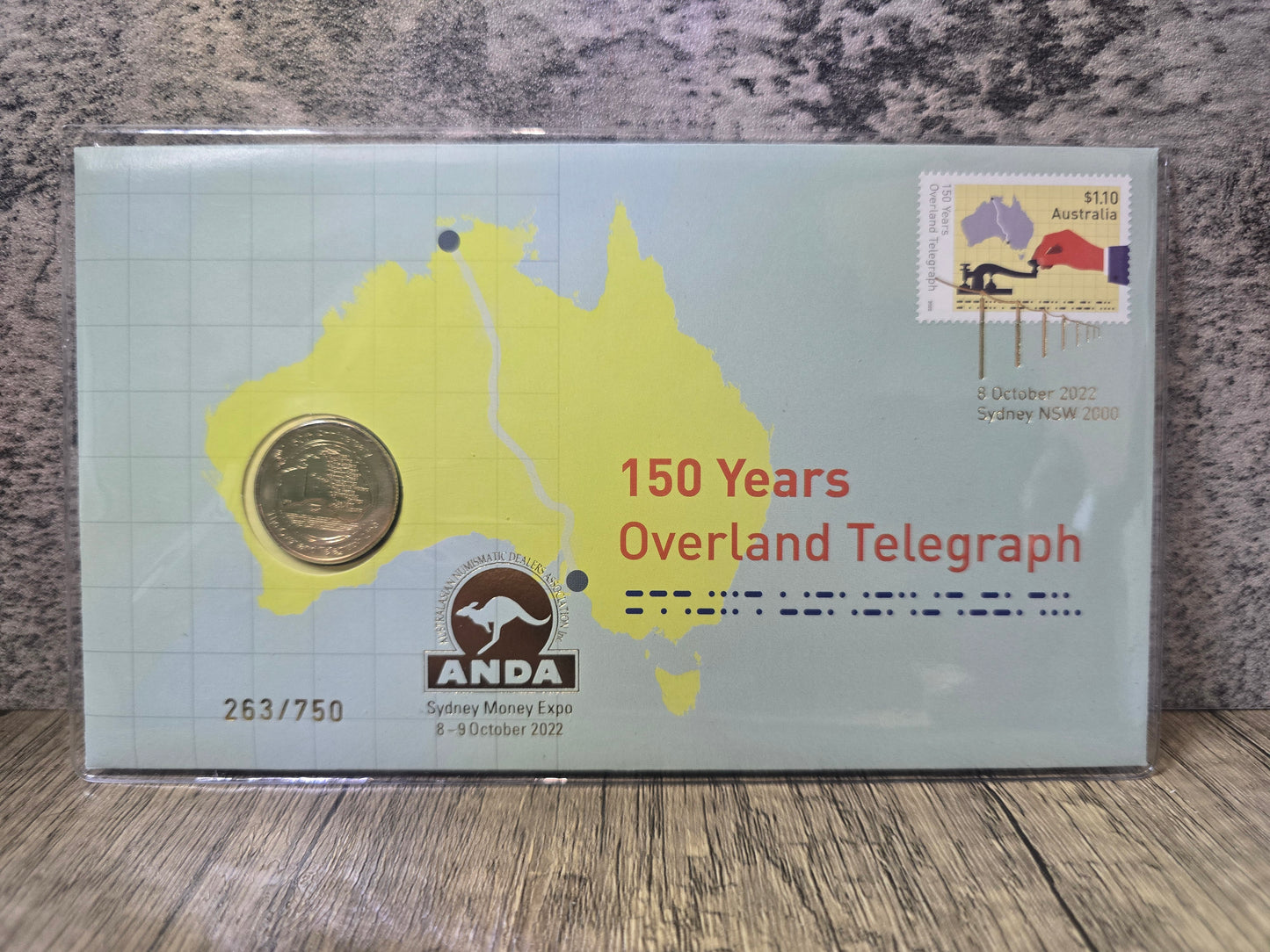150years of Overland Telegraph privy $1 PNC ANDA Sydney 2022