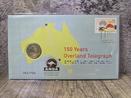 150years of Overland Telegraph privy $1 PNC ANDA Sydney 2022