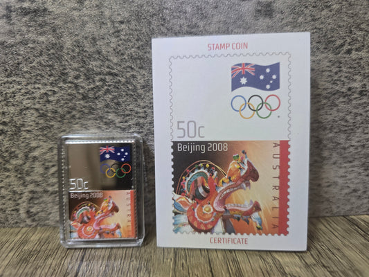 Beijing 2008 Olympic Games ½oz silver proof coin & Stamp
