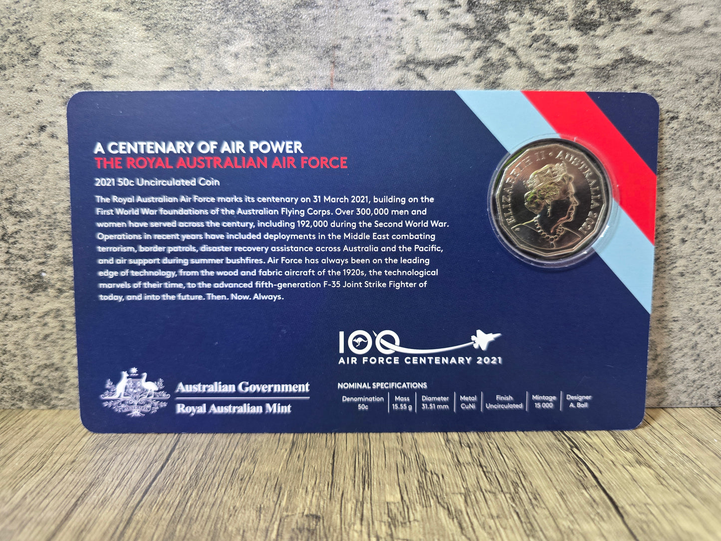 RAAF 1923-2021 Pilots 50c non coloured