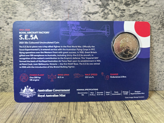 RAAF 2021 50c - Royal Aircraft Factory S. E. 5A