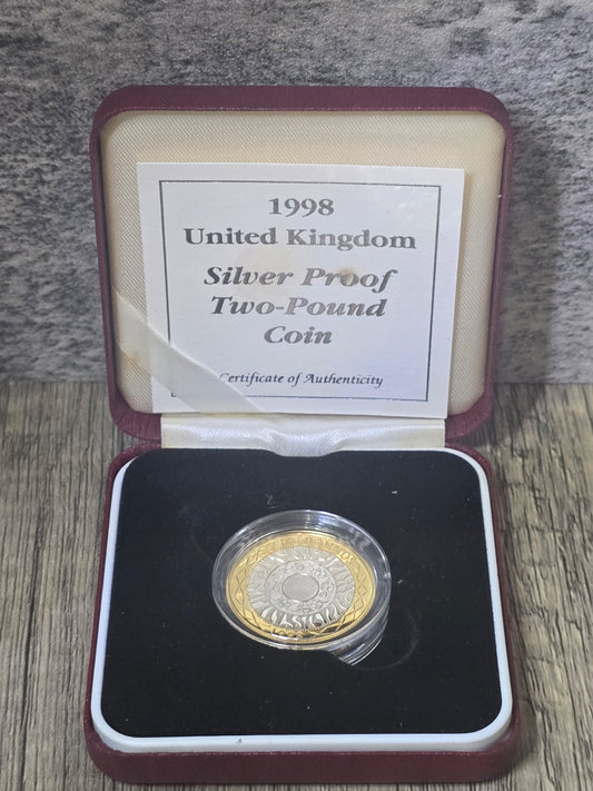 1998 UK £2 Silver Proof, 12g, .925%Ag