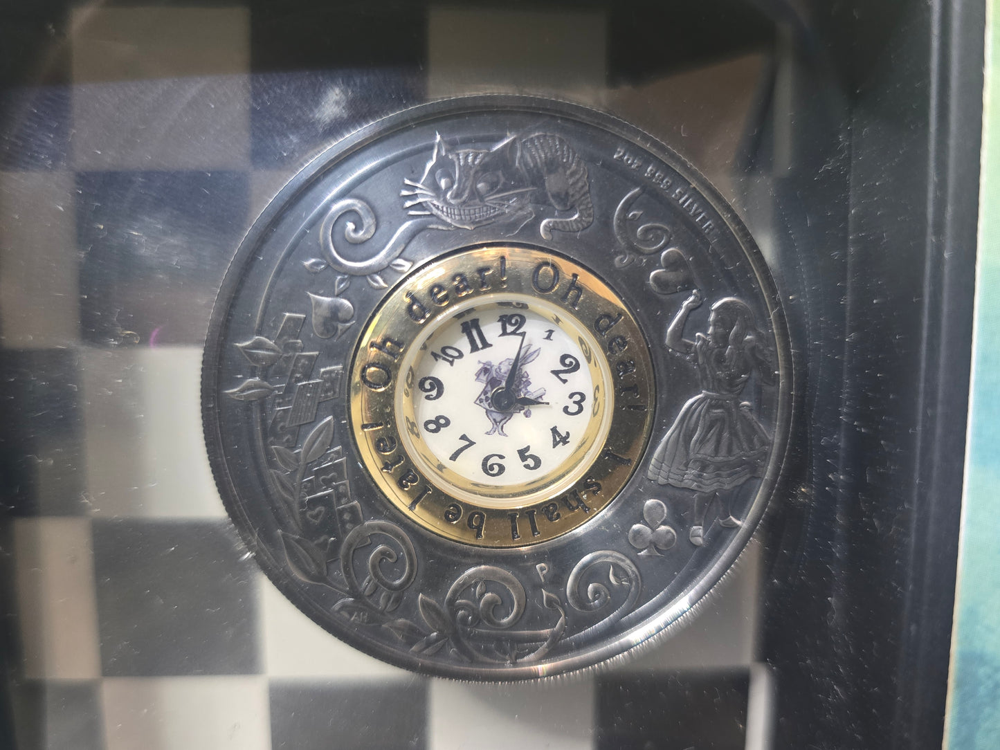Alice's Adventures In Wonderland, 150 years, 2oz antique silver, clock coin