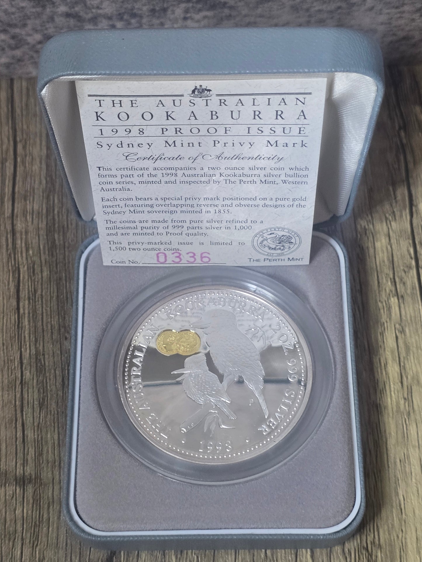 Kookaburra 2oz Sydney Mint Sovereign Privy 1998