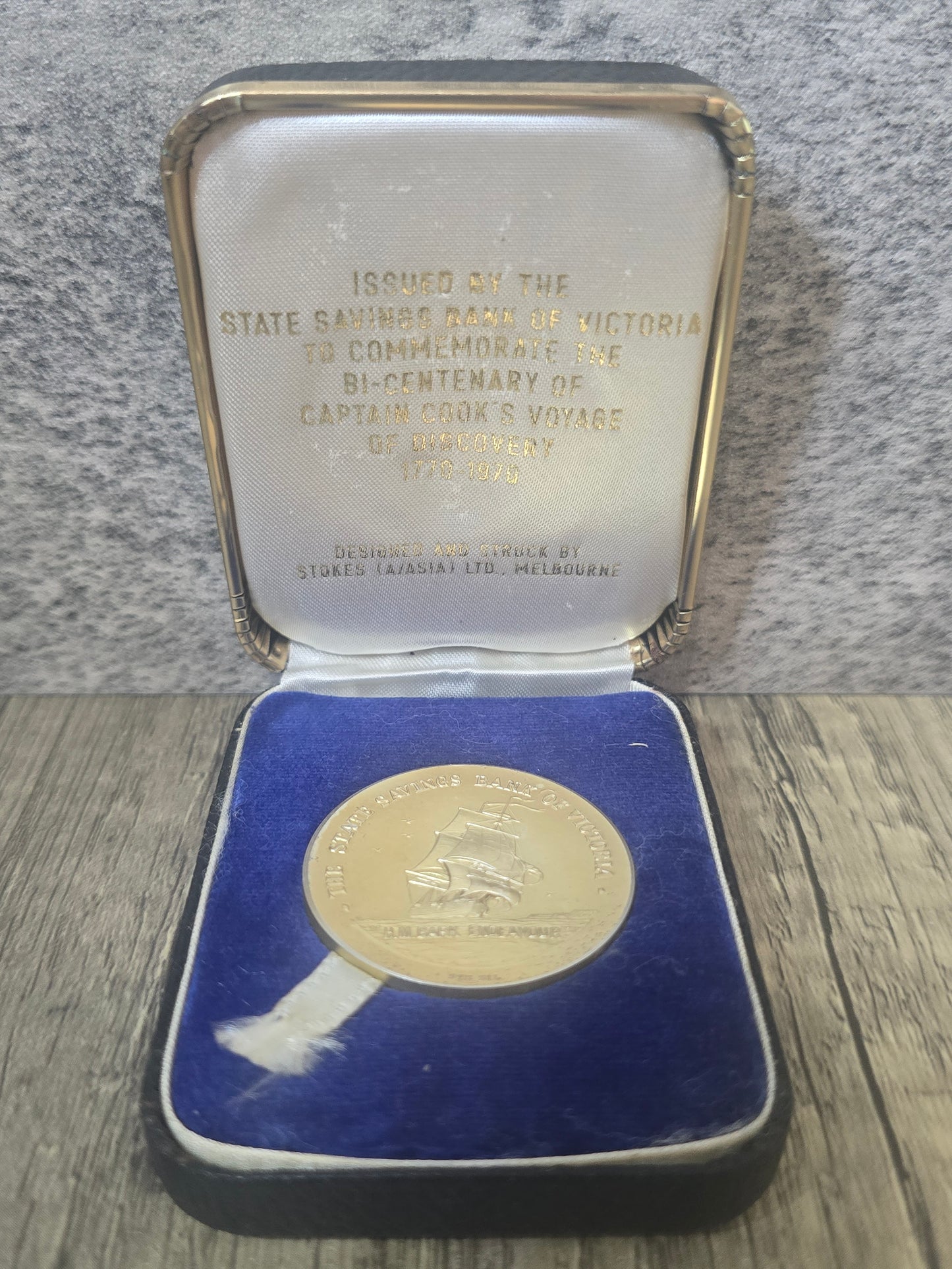 The Savings Bank of Victoria, Captain Cook BiCentenary Medal, Silver, 1970