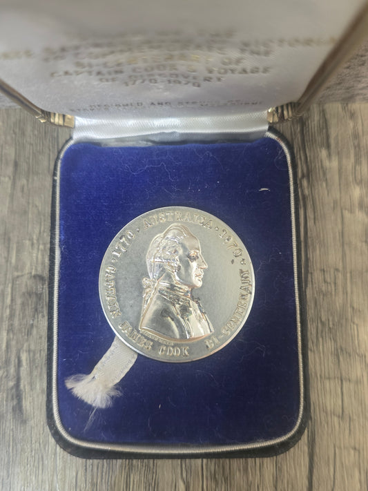 The Savings Bank of Victoria, Captain Cook BiCentenary Medal, Silver, 1970