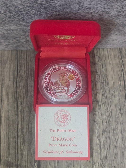 Kookaburra 1oz Dragon Gold Privy proof 1997