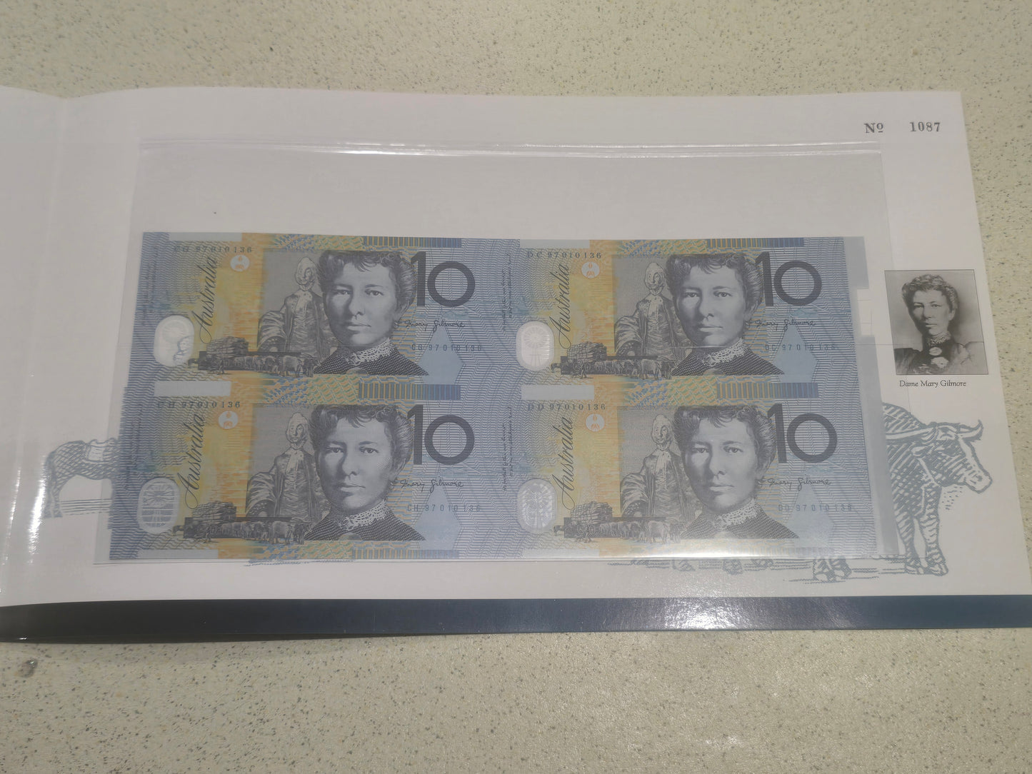 $10 Block of Four 1997 NPA Folio (Black Serial)