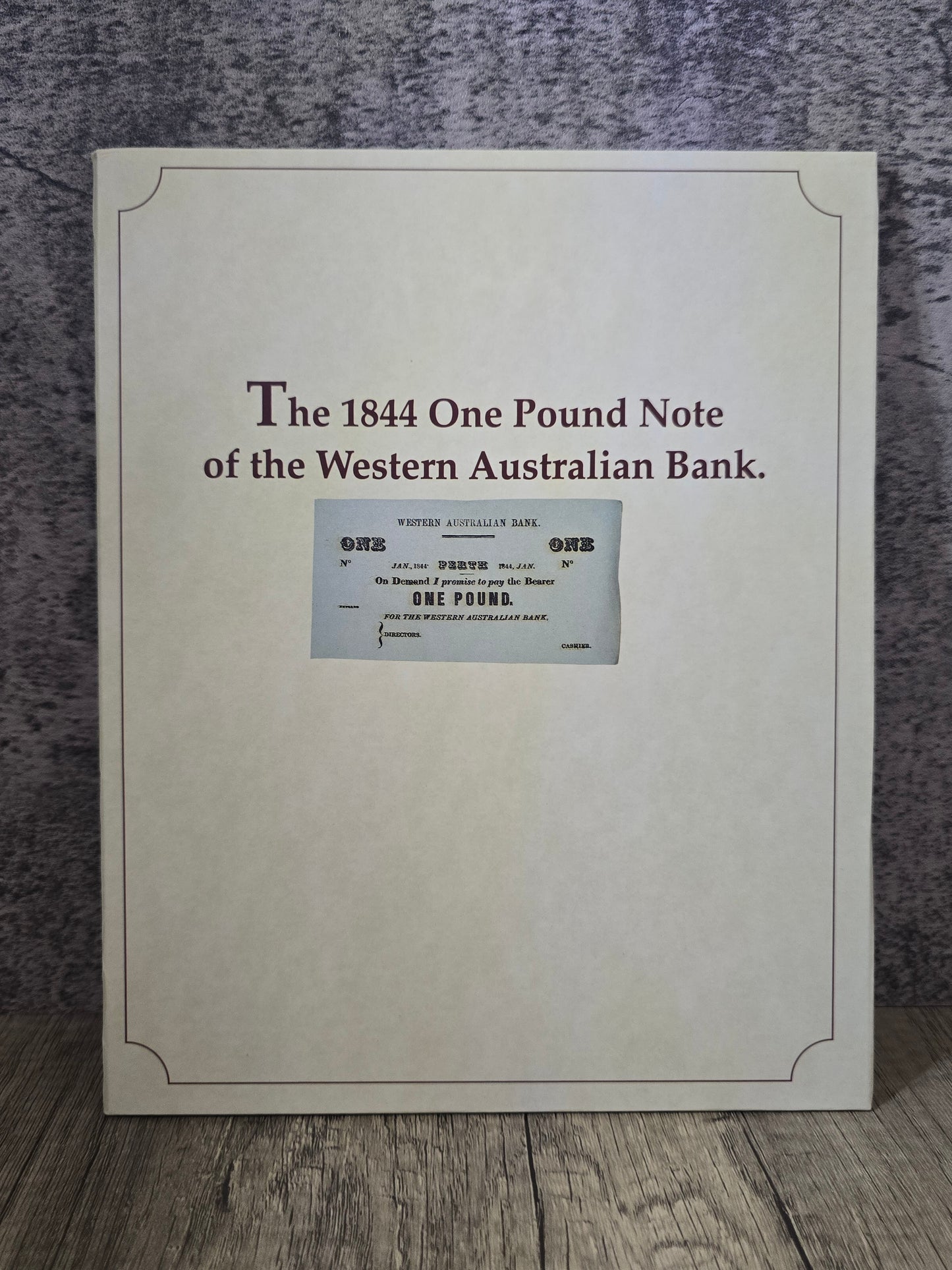 1844 £1 Banknote Type 1 Unissued UNC Banknote, Bank of Western Australia, Folio Display