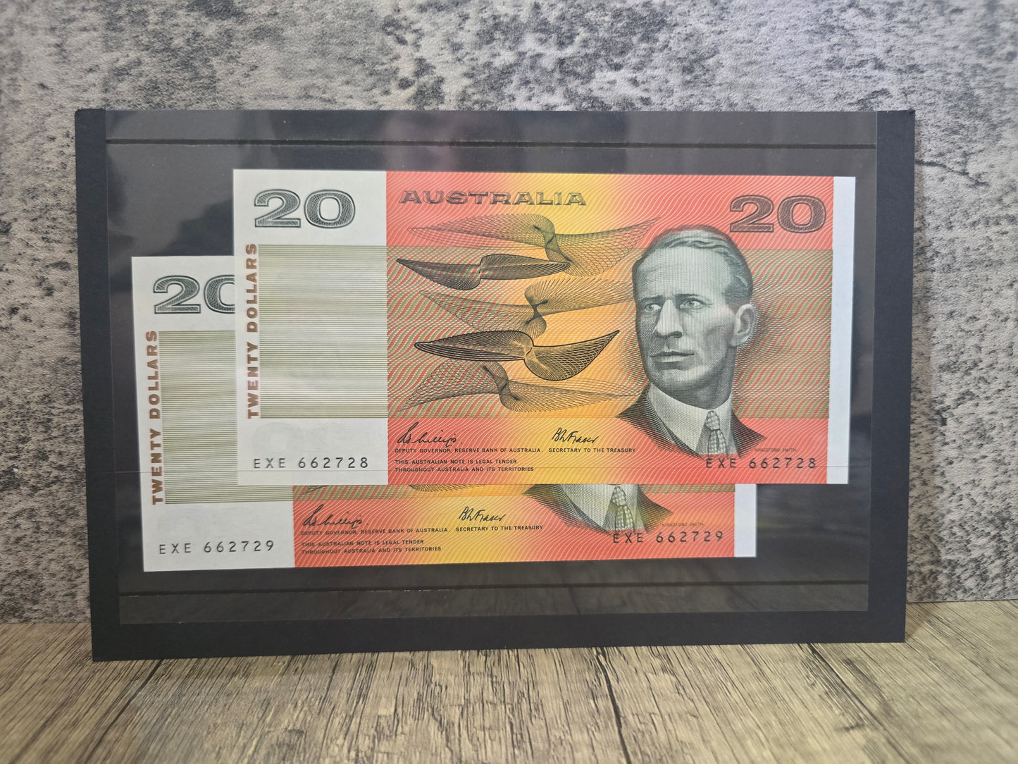 $20 UNC Philips/Fraser 1989, Consecuative Pair (R411)