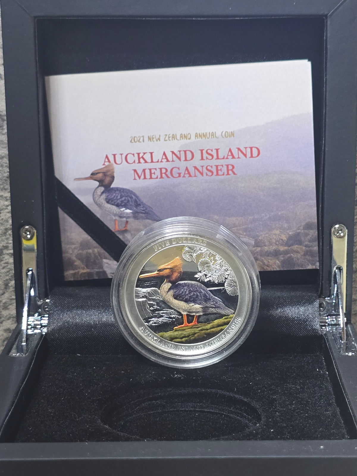 Auckland Island Merganser 2oz coloured proof, 2021