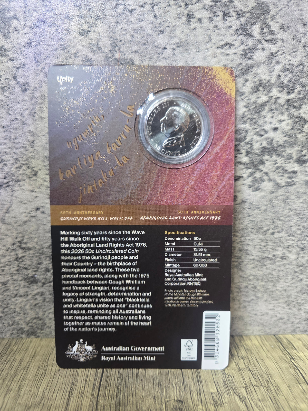 Wave Hill Walk 60th Anniversary 50c, 2026