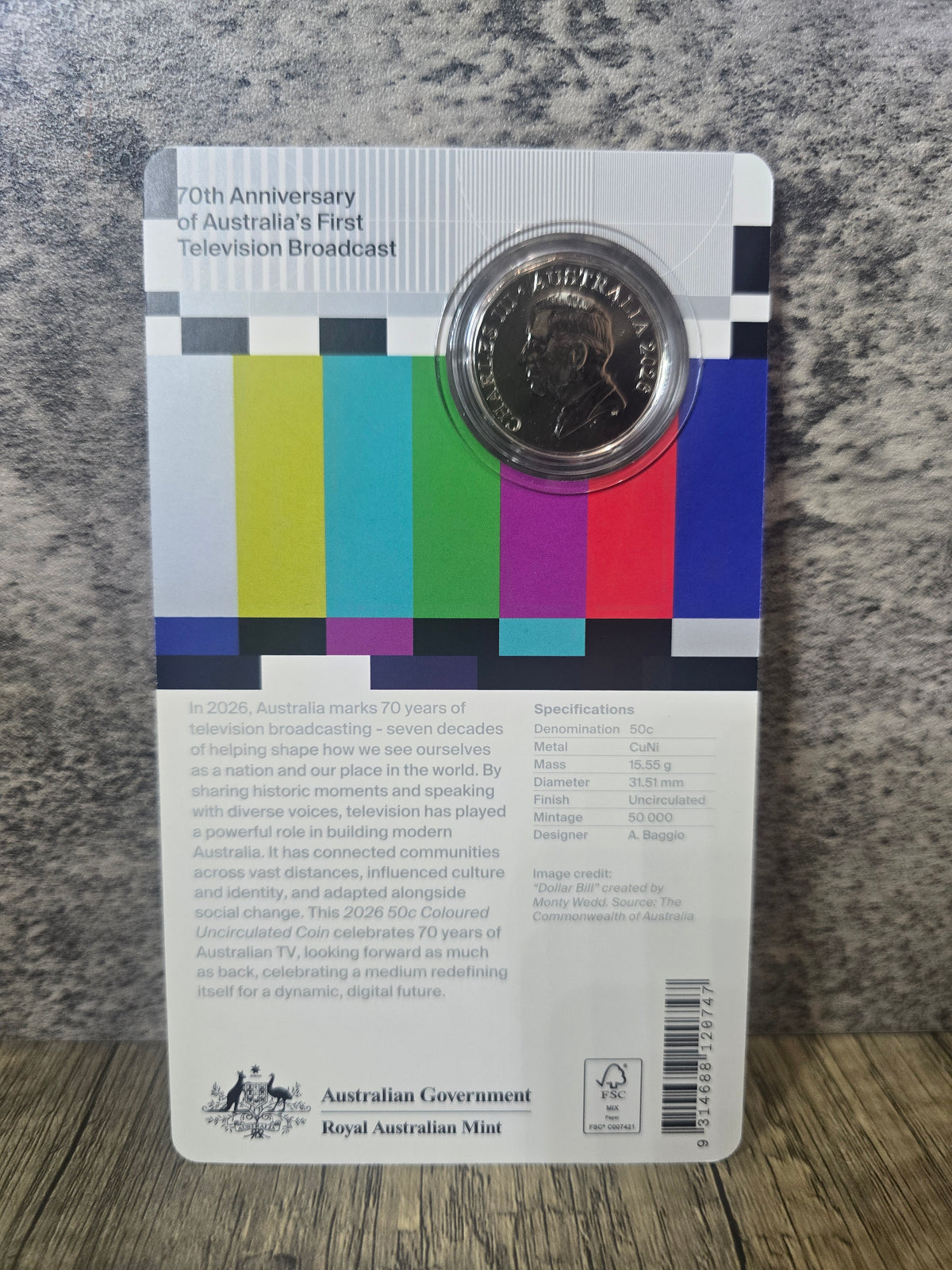 70th Anniversary of Australia's First Television Broardcast 50c , 2026